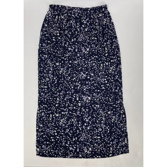 Pendleton Women’s Floral Navy Maxi Skirt Sz 6 Side Slit Cottage Prairie Modest - Picture 3 of 12